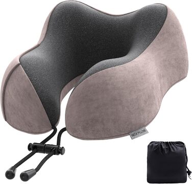 Подушка для шиї у вигляді годівниці, для подорожей, авто, офісу, дому, з Memory Foam, м'який велюровий чохол (Світло-рожевий)