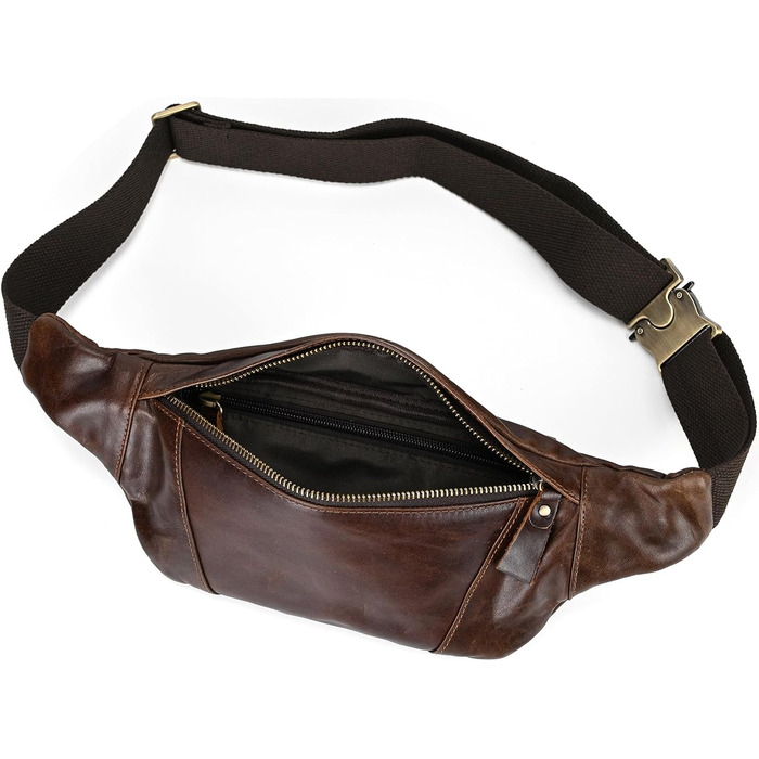 Чоловіча поясна сумка LUUFAN з натуральної шкіри, колір кавовий
