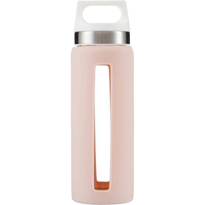 SIGG Dream Water Bottle (0.65 L), non-toxic and heat-resistant water bottle, leak-proof glass water bottle with silicone sleeve (Blush)