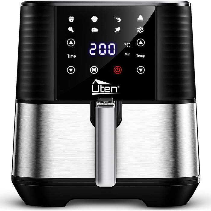Фритюрниця повітряна, 4L, Heißluftfritteuse XL для 2-6 осіб, 1500W, з функцією підігріву та підтримки тепла, без олії, антипригарний кошик, 32 рецепти, білий колір