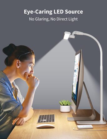 LED настільна лампа Kary з регулюванням яскравості та таймером, 40 см, 12 Вт - для роботи, навчання, читання, догляду за очима, дітей (чорний)