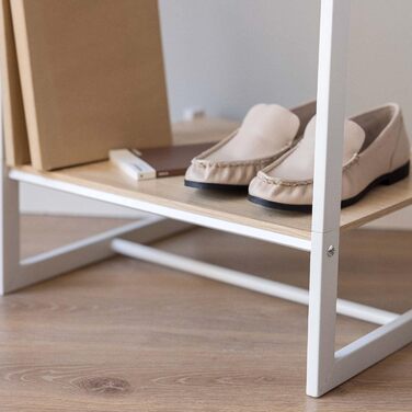Вішак для одягу Newlux Hangy One 20 до 24 кг з полицею для взуття, металевий, стійкий, легка збірка, захист підлоги, білий, 50x40x160 см