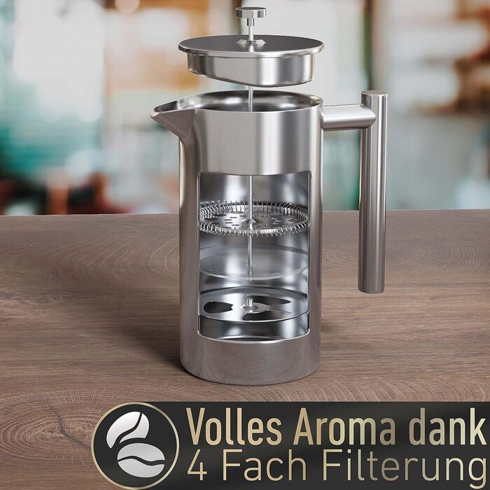 Френч-прес з нержавіючої сталі Barista Legends 1 л - матовий сріблястий