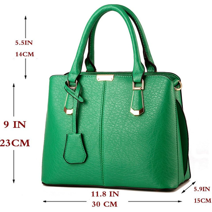 Сумка жіноча шоппер велика зелена з екошкіри на плече та ручки Damen