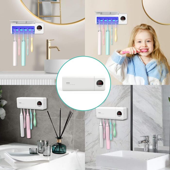 Стерилізатор зубних щіток DSHOW UV з таймером, бездротовий, настінний, 2000mAh, білий