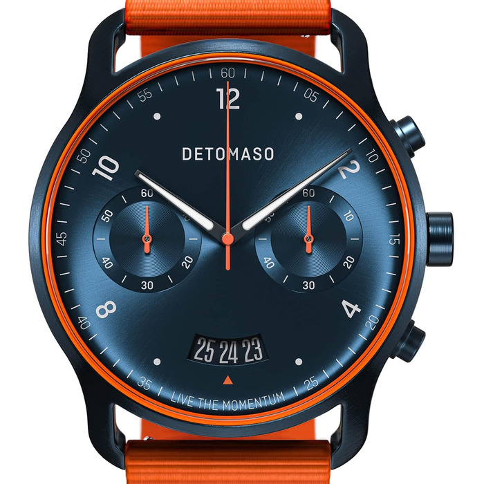 Годинник чоловічий DeTomaso SORPASSO Velocita Blau Orange з нейлоновим ремінцем