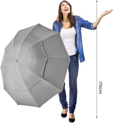 G4Free Гольф-парасолька велика, 10 ребер, автоматична, стійка до вітру, сіра (54 дюйми)
