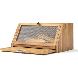 YOUDENOVA Скринька для хліба з дощечкою для нарізання, дерев'яний кошик для хліба, коробка для зберігання, бамбукова коробка для хліба, солі та перечниці, 39x25x20 (ДхШхВ) см, (Bois)