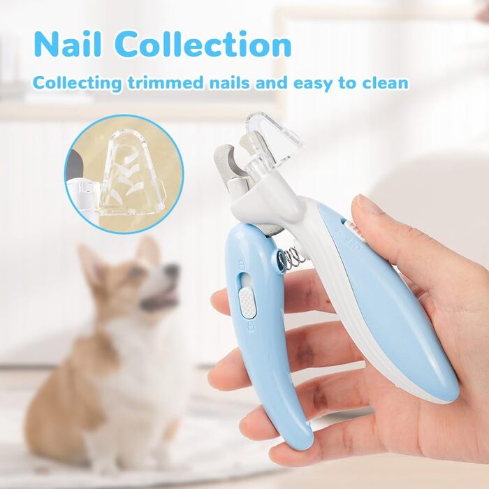 Триммер для когтів тварин Flintronic: безпечний, з LED-підсвіткою, для котів та собак, з пилозахистом (блакитний)