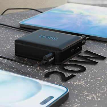 Power Bank SBS Slim 20000 mAh 100W з LCD-дисплеєм: зарядка для Apple, Samsung, MacBook, iPad, ноутбука, планшета, смартфона