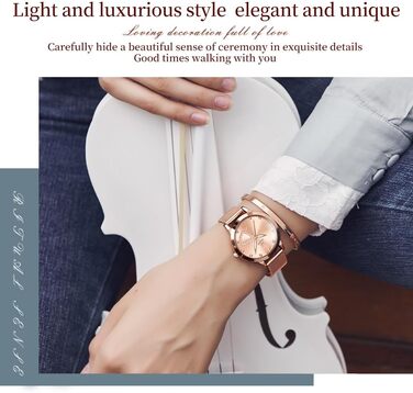 Годинник жіночий OLEVS рожеве золото з серцем та діамантом, чорно-білий циферблат, кварц, водонепроникний, комплект з браслетом, моделі 5189, рожевий