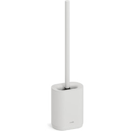 Набір для туалету з щіткою для унітазу Silikon, компактний, антибактеріальний, матовий, білий (світло-сірий)