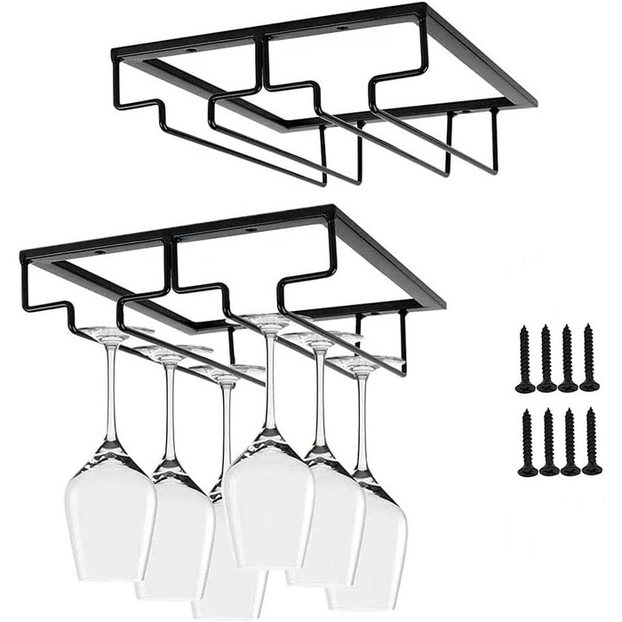 Тримач для келихів вина DDGG (2 шт.) - Настінна підставка для келихів, барна полиця, для дому, ресторану