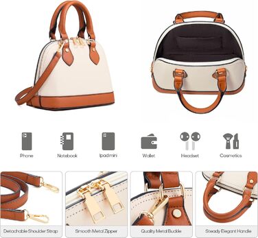 Bagsure Сумка жіноча 4 в 1: сумка-шопер, сумка на плече, сумка для офісу, подорожей (Браун-Бежевий)