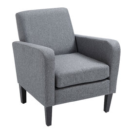 HOMCOM Armchair Single Chair with Cushion, Wooden Feet, Linen Fabric, Light Grey, 66x72x74cm | Aosom
