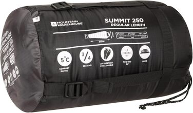 Сплячий мішок Mountain Warehouse Summit 250 - 3/4 сезону, ізольований, мішкоподібний, блакитно-зелений, для кемпінгу та трекінгу