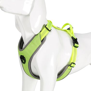 TRUE LOVE Dog Harness Outdoor Adventure II, reflective vest with 2 leash attachments, matching leash and collar available, TLH6071 (S, Neon Yellow)