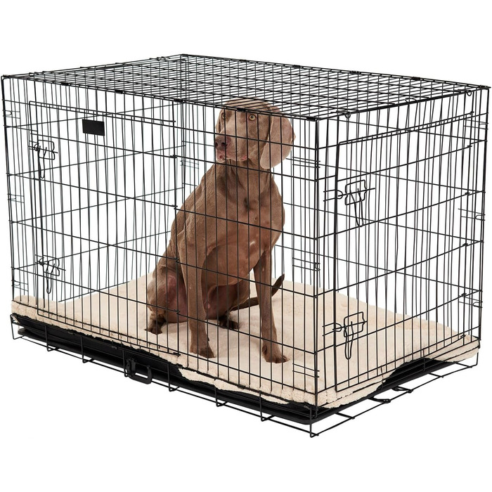 Скам'янка для собак Brixy Hundebank, розмір S, чорна, розкладний, 2 дверцята, 61x43x49 см