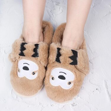 Тапочки жіночі зимові подарунок для жінок, теплі, пухнасті, з антиковзаючою підошвою, фальшиве єнот, 40/41 EU, багатоколірні