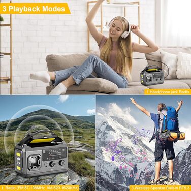 Радіо Kurbelradio на сонячній батареї 27000mAh з Bluetooth, FM/AM, SOS-сигналом, ліхтариком та компасом для кемпінгу та надзвичайних ситуацій, армійсько-зелений колір