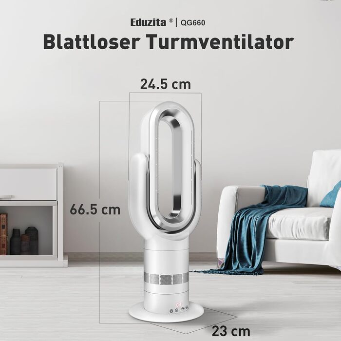 Безлопатевий вентилятор-нагрівач 2-в-1 TP18Pro: 10 режимів охолодження, 3 - обігріву, дистанційне та сенсорне керування, тихий DC-двигун