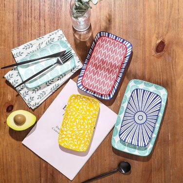 Набір тарілок Selamica Servierplatte, 6 шт. Прямокутні тарілки для закусок, десертів, суші, фруктів, 18 × 10.5 см, різні кольори