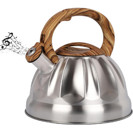 Чайник Belle Vous 3л з нержавіючої сталі для плити/індукції - білий текстурований, для чаю/кави