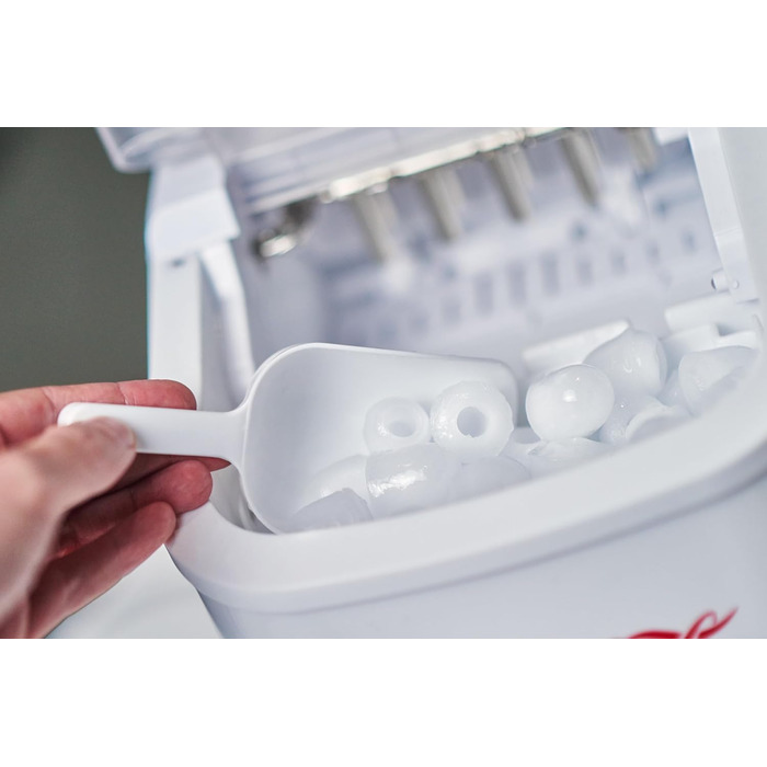 Машина для приготування льоду Salco Coca Cola – 10 кг на день, 2 розміри кубиків, червоний дизайн, для коктейлів та вечірок