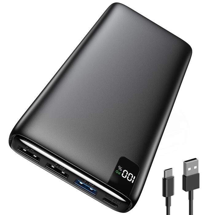 Power Bank A ADDTOP 20000mAh з швидкою зарядкою 22.5W, USB-C, LED-індикатор - портативний зарядний пристрій для iPhone 17/16/15/14/13/12/11, Samsung Galaxy та інших телефонів (Чорний)