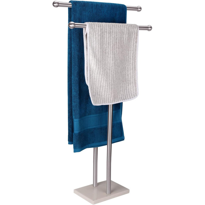 Підставка для рушників стояча, подвійна T-подібна, висока, з основою з мармуровим дизайном для ванної кімнати, 2-ярусна, з нержавіючої сталі (золоте покриття), нікель