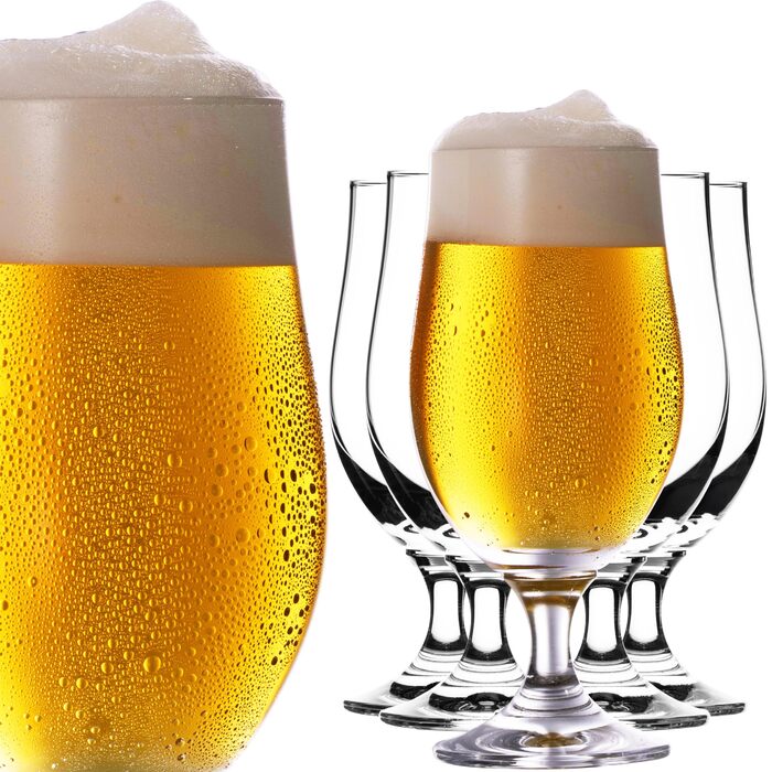 Набір пивних келихів PLATINUX Bierpokale 6 шт, 300 мл (макс. 400 мл) з кришталевого скла для пива, білого пива, тюльпани для пива 0.3 л