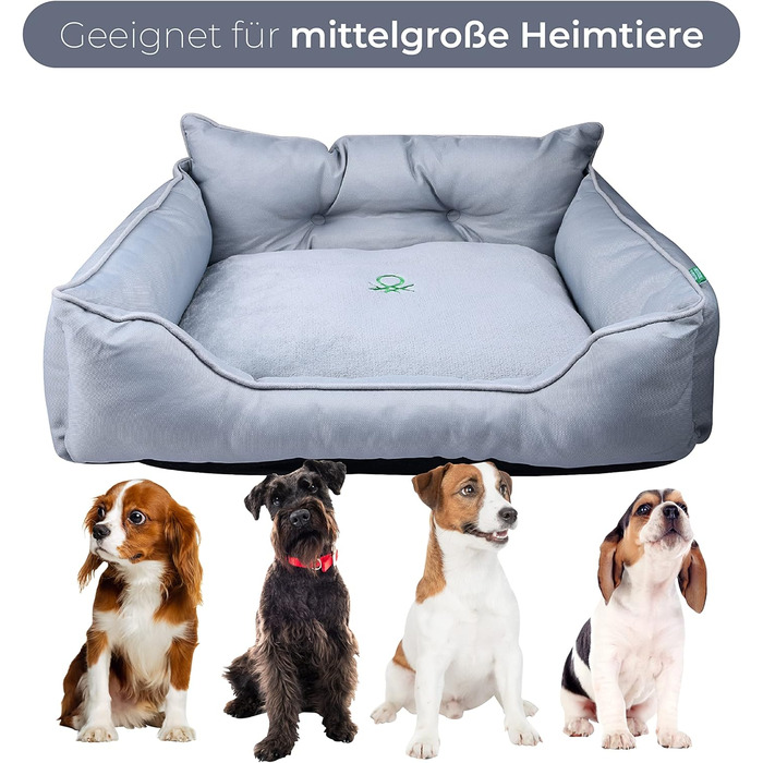 UNITED COLORS OF BENETTON. Pets - Dog Bed, Ergonomic Bed, for Medium-Sized Dogs, Made of Polyester, Machine Washable, Grey, Size M, 65x50x20 cm