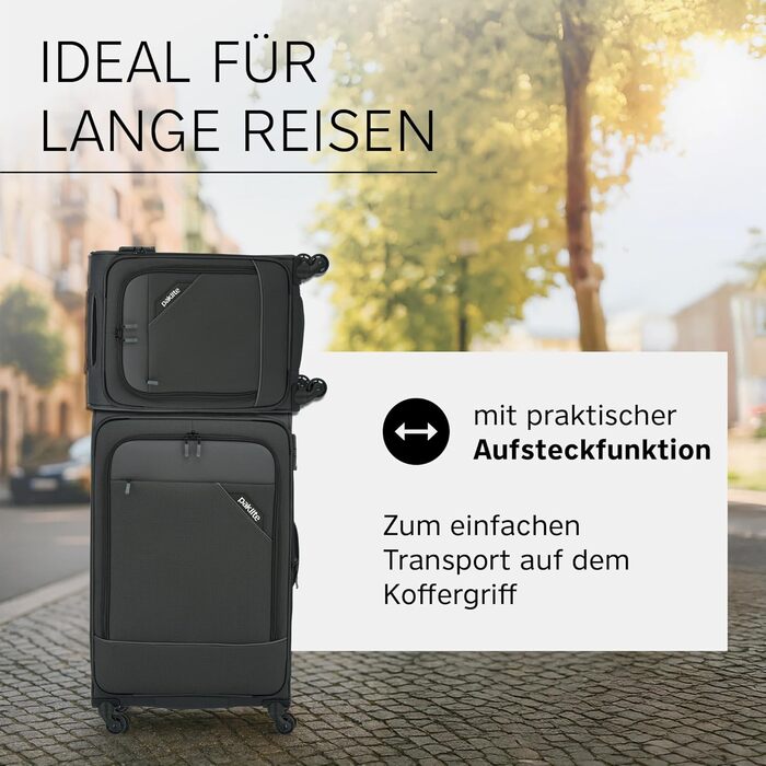 Paklite Тріумф: Ручна валіза на колесах, 55 см, 41 л, з TSA замком, сіра