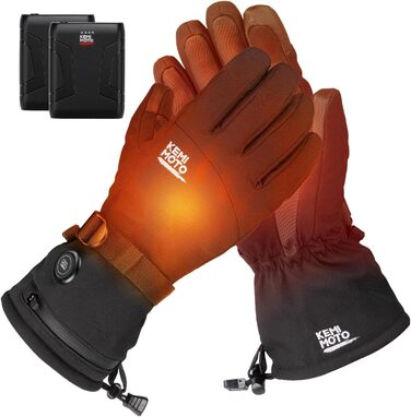 Обогревні рукавички KEMIMOTO з акумулятором 2500mAh, електричні зимові рукавички для чоловіків та жінок, рукавички з підігрівом та сенсорним екраном для катання на лижах, риболовлі, походів (Чорний, M)