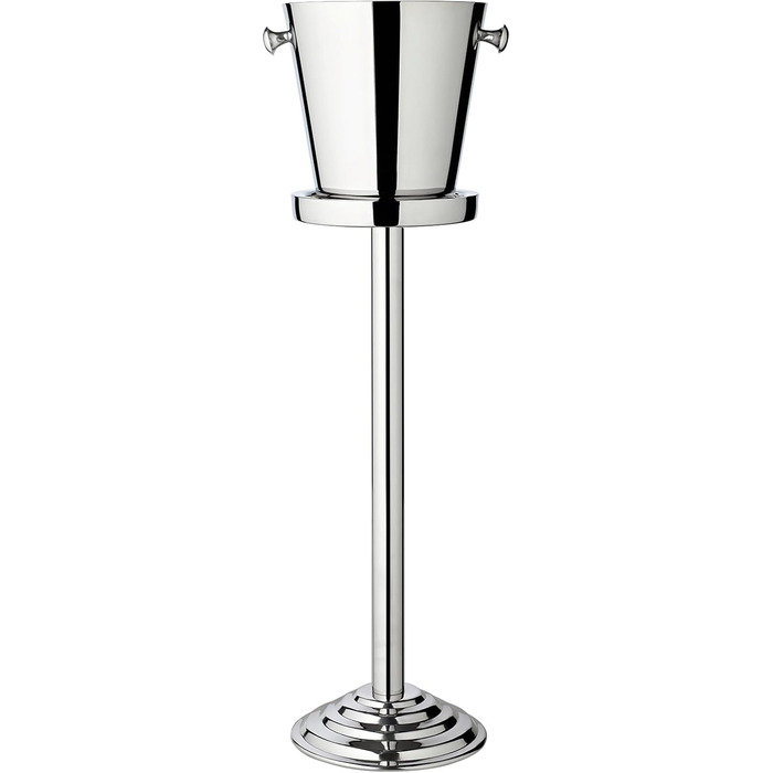 EDZARD Sparkling Wine Cooler Valencia - Stainless Steel - Bottle Cooler, Champagne Cooler incl. Stand - Drink Cooler for 1 Bottle - Bowl for Wine, Sparkling Wine & Ice Cubes - Wine Cooler Hammered with Handles (Smooth)