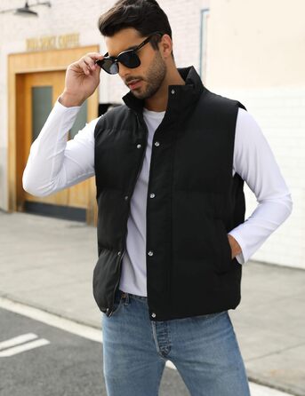 Чоловічий жилет Flygo з пухозаповнювачем, теплий, без рукавів, чорний (XL)