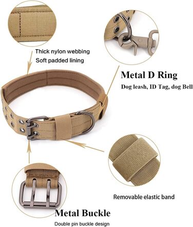 Тактичне нашийник для собак середніх та великих порід, персоналізований з іменем та номером телефону (Style C)