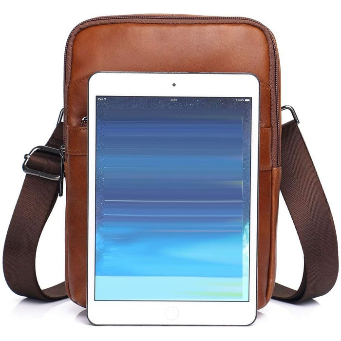 Шкіряна сумка-месенджер через плече Crossbody для чоловіків та жінок, коричнева