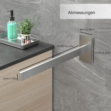 Тримач для рушників настінний без свердління, з нержавіючої сталі, подвійний, для ванної кімнати та кухні, сріблястий