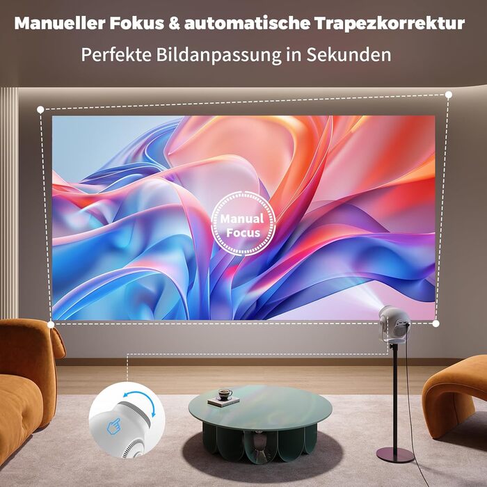 Міні проєктор Beamer TP360mini-400ANSI: 1080P Full HD, 480 ANSI Lumen, Android 14, WiFi 6, Bluetooth 5.4, 180° оберт, 4K декодування