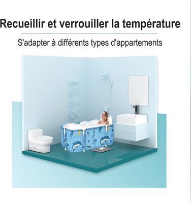 Foldable Bathtub for Adults, 132 x 68 x 47 cm, Steam Bucket for Sauna, Shower and Ice Bath, Portable, Non-Inflatable (Blue) (Green)