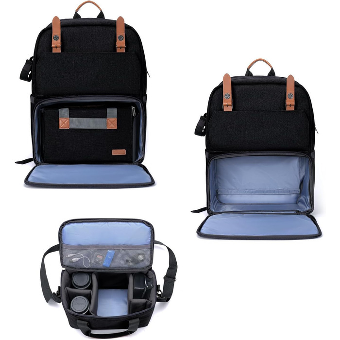 MOSISO Рюкзак для камери 17.3 дюйма, DSLR/SLR/Беззеркальна камера, відділення для ноутбука, вбудована фотосумка, USB-порт для зарядки, дощовик, сумісний з Canon/Nikon/Sony, чорний