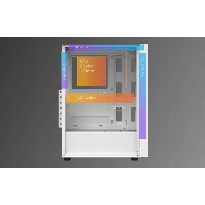 Корпус для комп'ютера Darkflash A290 Midi Tower ATX, білий, з бічним вікном