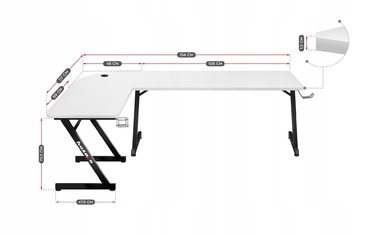 Кутовий ігровий стіл Huzaro HERO 7.0 з підстаканниками, білий