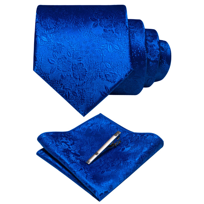 Чоловічий краватка та нагрудна хустка JEMYGINS з затискачем для краватки (синій/діоден синій)