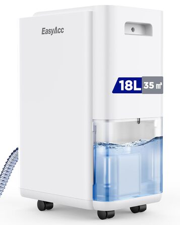 EasyAcc Електричний осушувач повітря 1200мл, 18л/день, тихий, портативний, з автовимкненням та режимом сну для дому та офісу (білий)