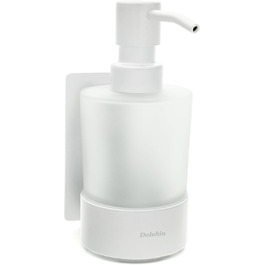 Dolvhin® Soap Dispenser Wall Mount No Drilling | Frosted Glass Hand Soap Dispenser | Stainless Steel Pump Dispenser & Wall Holder | Adhesive Wall Soap Dispenser | Dish Soap Dispenser 250ml | Matte White