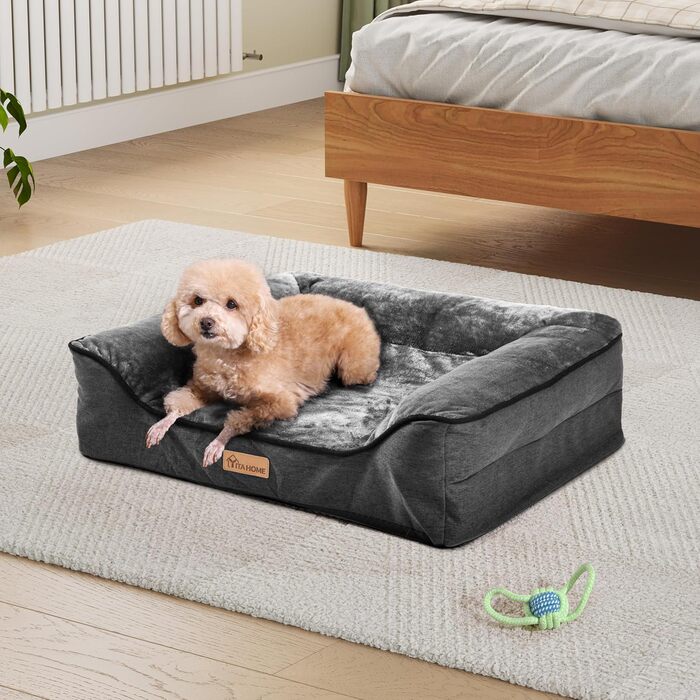 Крісло-ліжко для собак середніх порід YITAHOME, 51x48 см, ортопедичне, знімний чохол, чорне