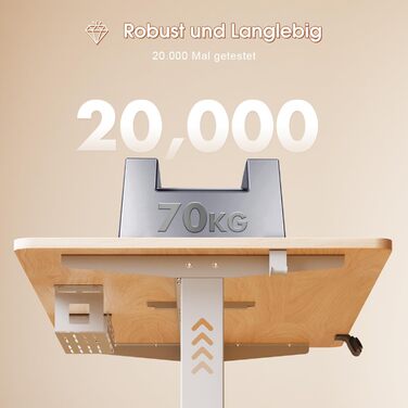 Електричний регульований письмовий стіл JUMMICO 140x60 см, стоячий стіл з пам'яттю, антиколізійна функція, бежевий