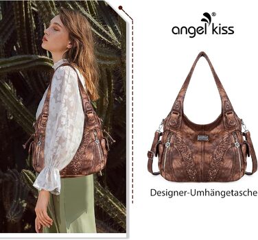 Сумка жіноча AngelKiss через плече, водонепроникна PU шкіра, коричнева. Багатофункціональна сумка-месенджер з кишенями на блискавці